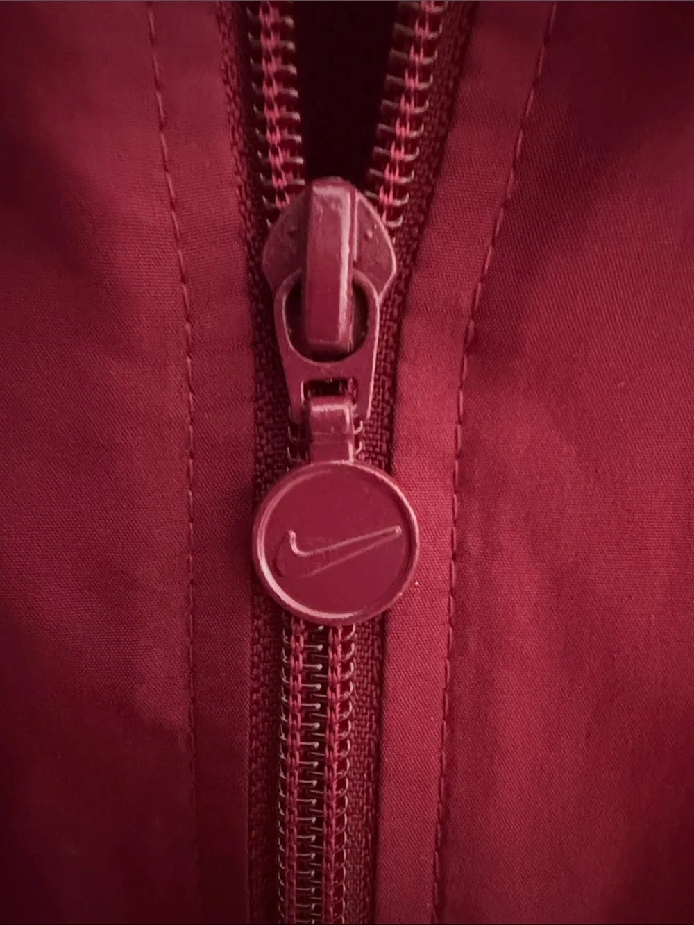 Nike Women's Maroon Varsity Jacket with Cream Shoulder Accents